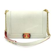 Pre-owned Leather chanel-bags Chanel Vintage , White , Dames