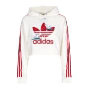 Cropped Hoodie met Elastisch Koord Adidas , White , Dames