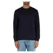 Katoenen sweatshirt met voorlogo patch Boss , Blue , Heren