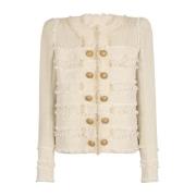 Franje tweed jasje Balmain , Beige , Dames