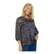 Blauwe Paisley Zijden Blouse 2-Biz , Multicolor , Dames