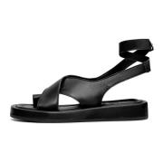 Leren Plateau Sandalen - Zwart Cesare Gaspari , Black , Dames