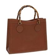 Pre-owned Leather handbags Gucci Vintage , Brown , Dames