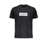 Zwart Katoenen T-shirt Napapijri , Black , Heren