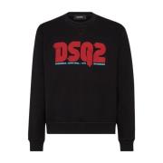 Comfortabele Katoenen Crewneck Sweatshirt Dsquared2 , Black , Heren