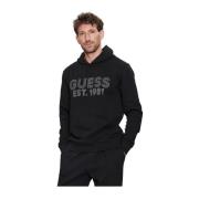 Retro geborduurd logo hoodie - Zwart Guess , Black , Heren