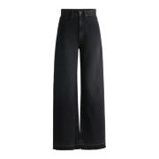 Moderne Wide Leg Denim Jeans in Antraciet Hugo Boss , Black , Dames