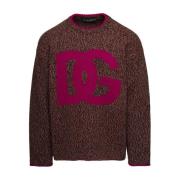 MultiColour Sweaters met DG Logo Dolce & Gabbana , Brown , Heren