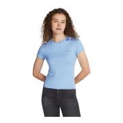 Blauw Bedrukt Katoenen T-shirt Tommy Jeans , Blue , Dames