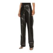 Zwarte Kunstleren Hoge Taille Broek Calvin Klein Jeans , Black , Dames