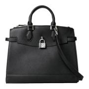 Gladde Eco Leren Handtas met Slot Gaëlle Paris , Black , Dames