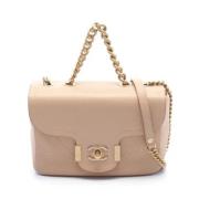 Pre-owned Leather shoulder-bags Chanel Vintage , Beige , Dames