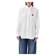 Wit Hart Patch Shirt Comme des Garçons , White , Dames