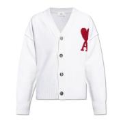 Cardigan met logo Ami Paris , White , Heren