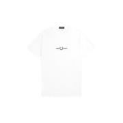 Grafisch Geborduurd Katoenen T-shirt Fred Perry , White , Heren