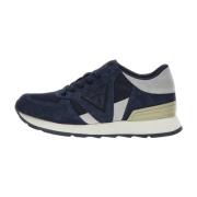 Blauwe Leren Textiel Sneakers Guess , Blue , Dames