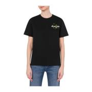 Zwarte korte mouwen regular fit T-shirt Moschino , Black , Dames