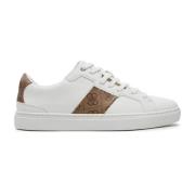 Monogram PU Leren Sneakers - Wit Guess , White , Heren