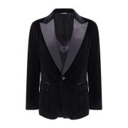 Zwarte blazer met satijnen revers Dolce & Gabbana , Black , Heren