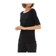 Zwart Katoen Modal Ronde Hals T-shirt Juvia , Black , Dames