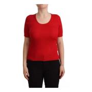 Rode Zijden Korte Mouw Top Blouse Dolce & Gabbana , Red , Dames