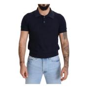 Zijden Polo T-shirt Donkerblauw Kraag Dolce & Gabbana , Blue , Heren