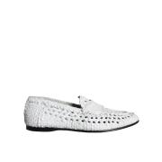 Witte Geweven Leren Loafers Dolce & Gabbana , White , Heren