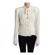 Zijden Crepe Shirt met Strik Detail Dolce & Gabbana , Beige , Dames