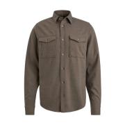 Melange Twill Overhemd Lange Mouw Vanguard , Brown , Heren