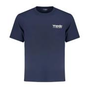 Blauw Kortemouw Logo Tee Shirt Wrangler , Blue , Heren