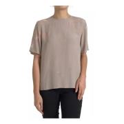 Bruine Zijden Korte Mouw Blouse Top Dolce & Gabbana , Brown , Dames