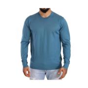 Blauwe Cashmere Crewneck Logo Sweater Dolce & Gabbana , Blue , Heren