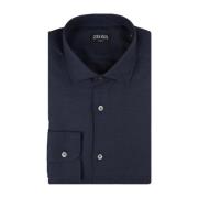 Blauwe Cashco Klassieke Overhemd Ermenegildo Zegna , Blue , Heren