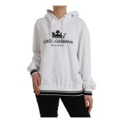 Stijlvol Logo Hoodie Pullover Sweater Dolce & Gabbana , White , Dames