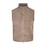 Khaki Suède Gewatteerde Gilet Jas Ermenegildo Zegna , Green , Heren