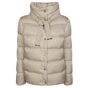 Satin gewatteerde jas met capuchon Herno , Beige , Dames