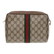 Pre-owned Leather clutches Gucci Vintage , Beige , Dames