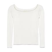 Witte Gebreide Trui met Gouden Details Liu Jo , White , Dames