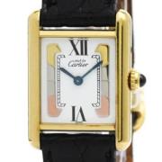 Pre-owned Yellow Gold watches Cartier Vintage , White , Dames