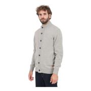 Beige Cardigan met Alcantara Elleboogstukken Barbour , Gray , Heren