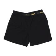 Zwarte Elastische Taille Shorts Lichtgewicht Stof Iuter , Black , Here...