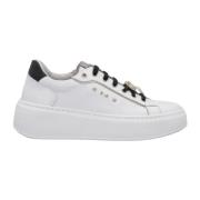 Witte leren sneaker met platinadetails Nerogiardini , White , Dames