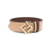 Leren Riem in Mahonie Bruin Fendi , Beige , Dames