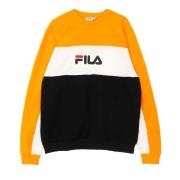 Heren Lichtgewicht Crewneck Sweatshirt Zwart/Oranje/Wit Fila , Multico...