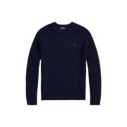 Gemengde wol ronde hals gebreide trui Polo Ralph Lauren , Blue , Heren