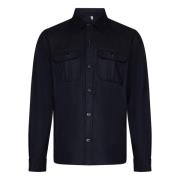 Blauwe Wollen Blend Overshirt Aw24 Boglioli , Blue , Heren