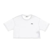 Heldere Witte Cropped Tee Korte Mouw Fila , White , Dames