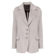 Beige Wollen Blazer Drie Knoopsluiting Pinko , Beige , Dames