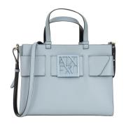 Blauwe Shopper Tas met Aangepast Logo Armani Exchange , Blue , Dames