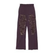 Paarse Wijde Pijp Broek MM6 Maison Margiela , Purple , Dames